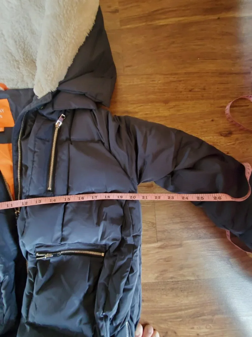 Orolay Kids Down Coat Size 150 11-12Y Navy Blue Puffer Jacket Fleece Hood